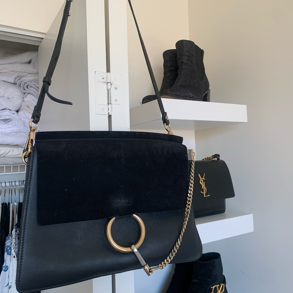 Chloe black suede/leather shoulder bag